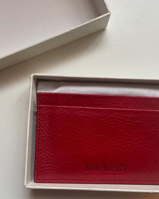Portacarte Bikkembergs in pelle rosso carminio
