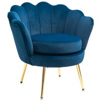 Poltrona Vintage di Design in Velluto Blu, Poltron