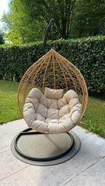 Poltroba a dondolo sospesa tonda con cuscino