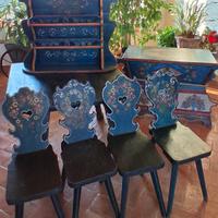 Set TIROLESE, tavolo, 4 sedie,madia e piattaia
