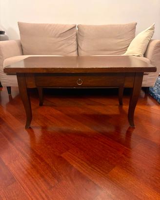 Tavolino da salotto in legno vintage con cassetto