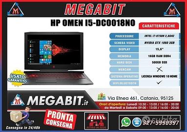 Hp omen 15-dc0018no 15,6" - usato