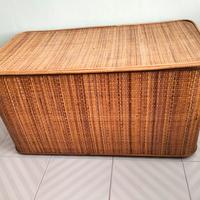 Baulone in rattan e legno 