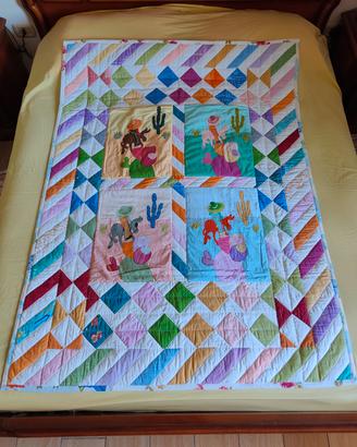 Coperta per lettino trapuntata patchwork
