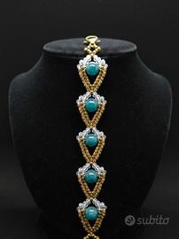 Bracciale Vintage Bronzo Bizantino gemme Apatite