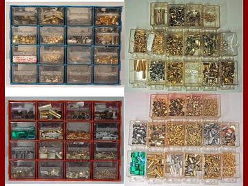 Cassettiere e scatola con minuterie metalliche