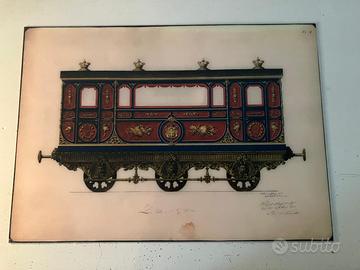 Stampe di treni d'epoca della tratta Torino Genova
