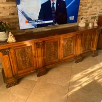 Credenza madia soggiorno in noce con intarsi fatti