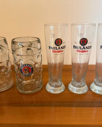 Paulaner 2 boccali e 3 bicchieri birra weissbier