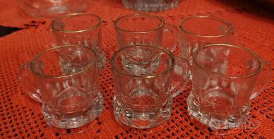 Set 6 Bicchierini da Shot,antichi in vetro con bor