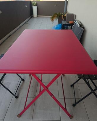 Tavolino da esterno con 2 sedie pieghevoli