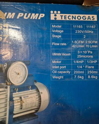 POMPA A VUOTO DELLA TECNOGAS BISTADIO VACUMETRO