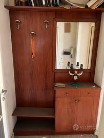 Attaccapanni con Specchiera+ Mobile in legno