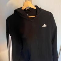 Felpa adidas nera strisce bianche L
