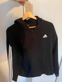 Felpa adidas nera strisce bianche L