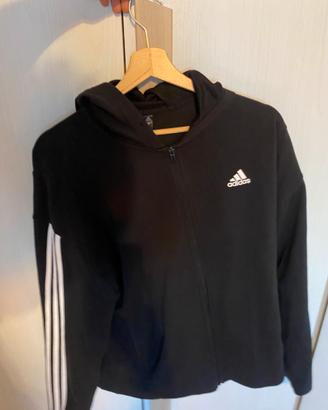 Felpa adidas nera strisce bianche L