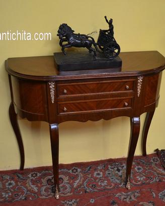 Console in noce mezzo giro stile Luigi XV