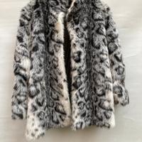 Cappotto in pelliccia sintetica leopardata, tag:M
