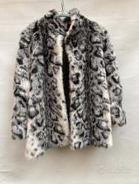 Cappotto in pelliccia sintetica leopardata, tag:M