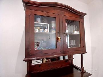 Vetrinetta in legno di abete color noce scuro