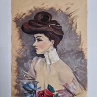 Ritratto a olio su carta da spolvero 35x50