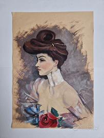 Ritratto a olio su carta da spolvero 35x50