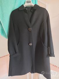 cappotto in cashmere nero cucito a mano