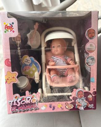 Bambola “Tesoro di Mamma” con passeggino – Nuova