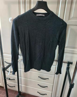Maglione Donna Zara Grigio Scollo Rotondo Manica L