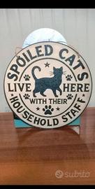Decorazione in legno 20x20cm frase
iconica'"gatti 