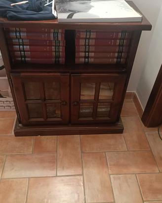 Mobile libreria in legno con sportelli in vetro