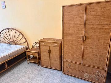 camera da letto completa in vimini e bambù