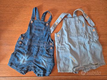 Salopette corte denim 3/6 mesi neonato