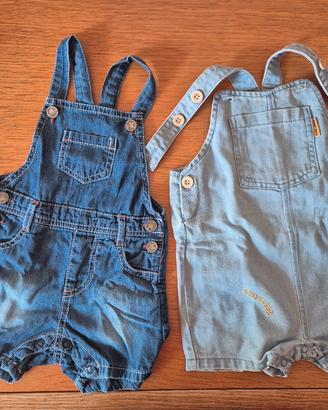 Salopette corte denim 3/6 mesi neonato