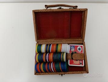 Set da gioco vintage in valigetta – fiches e carte