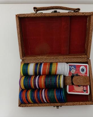 Set da gioco vintage in valigetta – fiches e carte