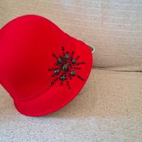 Cappello a cloche panno di lana nuovo artigianale