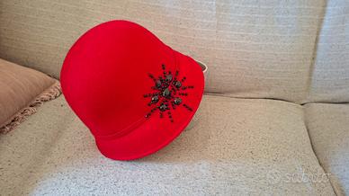 Cappello a cloche panno di lana nuovo artigianale