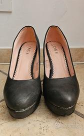 Scarpe décolleté con plateau e tacco