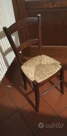 Sedia antichissima impagliata in mogano