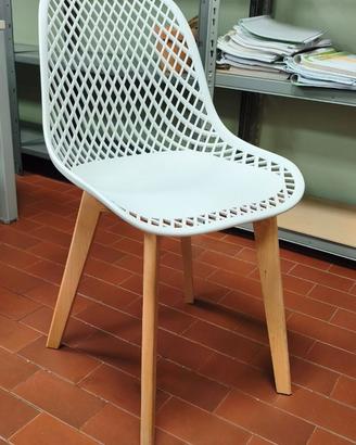 Set 6 Sedie Design Scandinavo - Bianco e Legno
