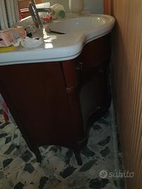 mobile bagno lavandino con tiretti in noce