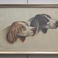 Vassoio anni '60 , vintage,  dipinto con cani