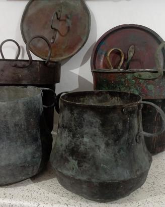 pentole d'epoca in rame 