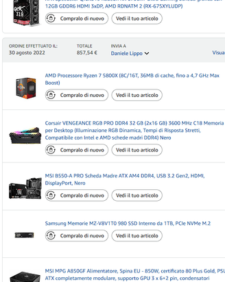 PC ASSEMBLATO 5800X RX6750XT