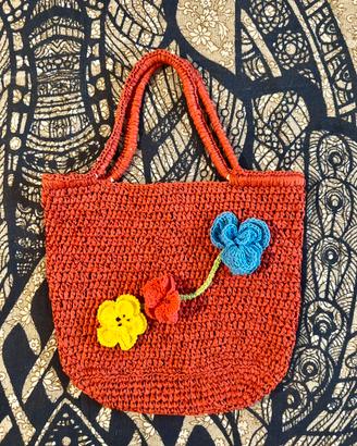 Borsa crochet uncinetto fatta a mani in rafia
