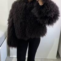 Pelliccia vera Mongolia, marrone scuro