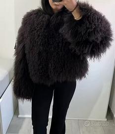 Pelliccia vera Mongolia, marrone scuro