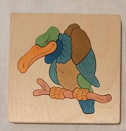Puzzle legno Uccello colorato 15 pezzi Gioco bimbo
