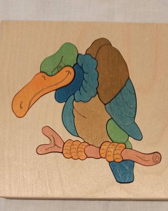 Puzzle legno Uccello colorato 15 pezzi Gioco bimbo